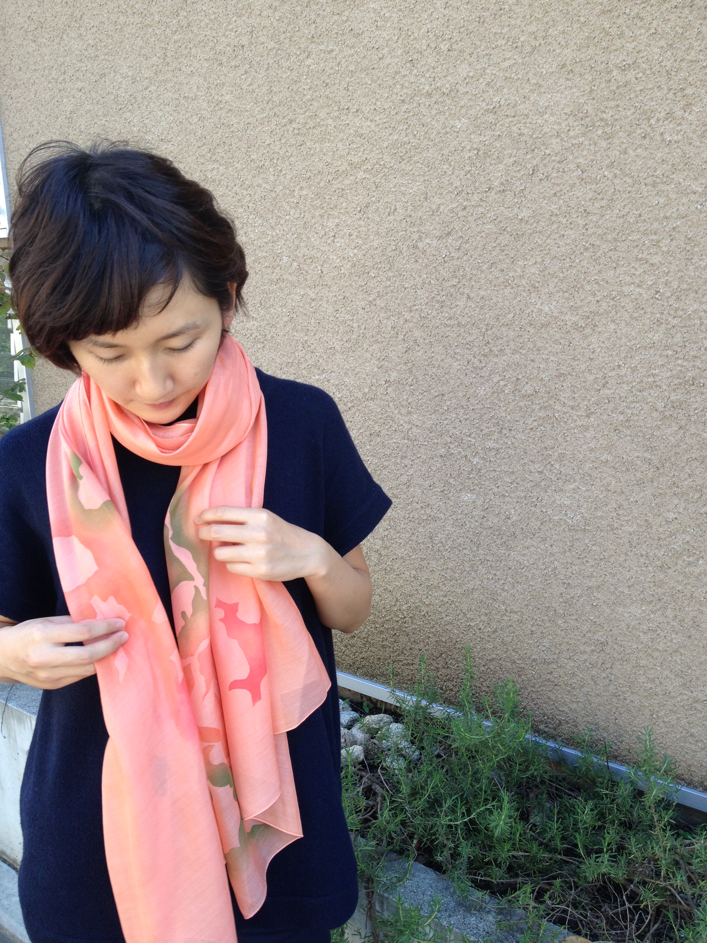 Hand dyed silk scarf